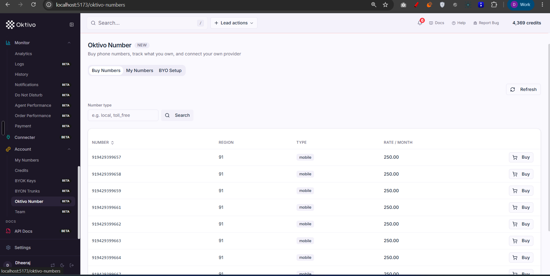 Account — Oktivo Number