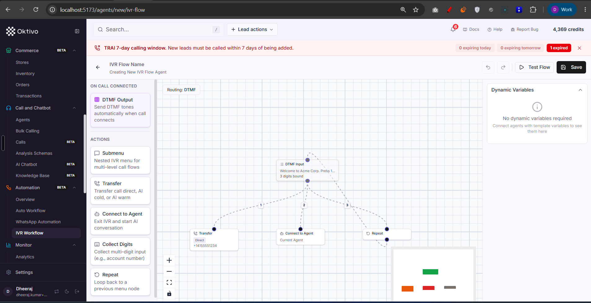 IVR Workflow — call-flow builder