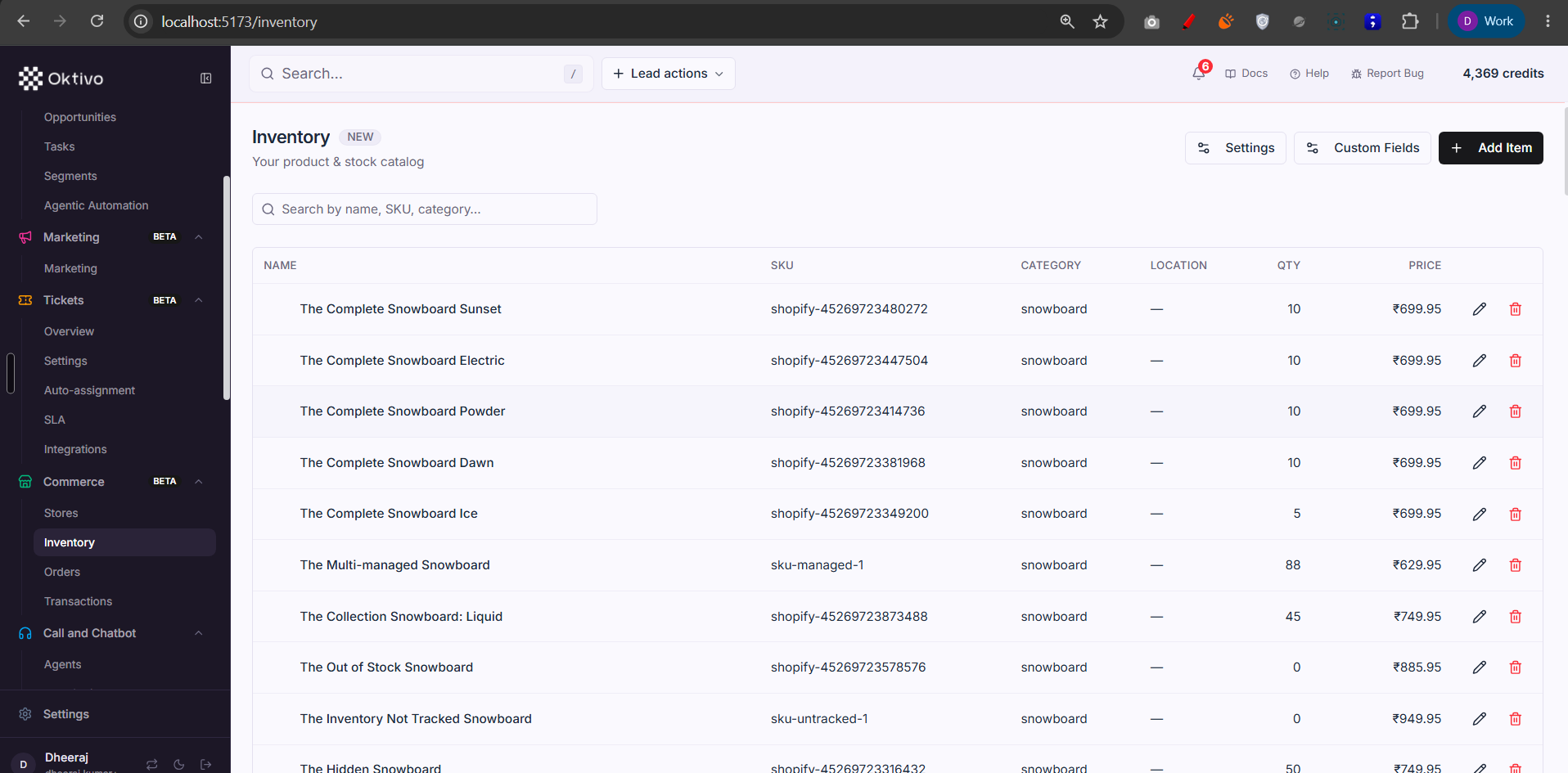 Commerce — inventory