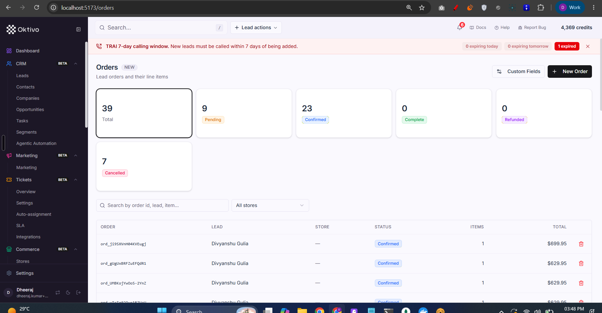 Commerce — orders