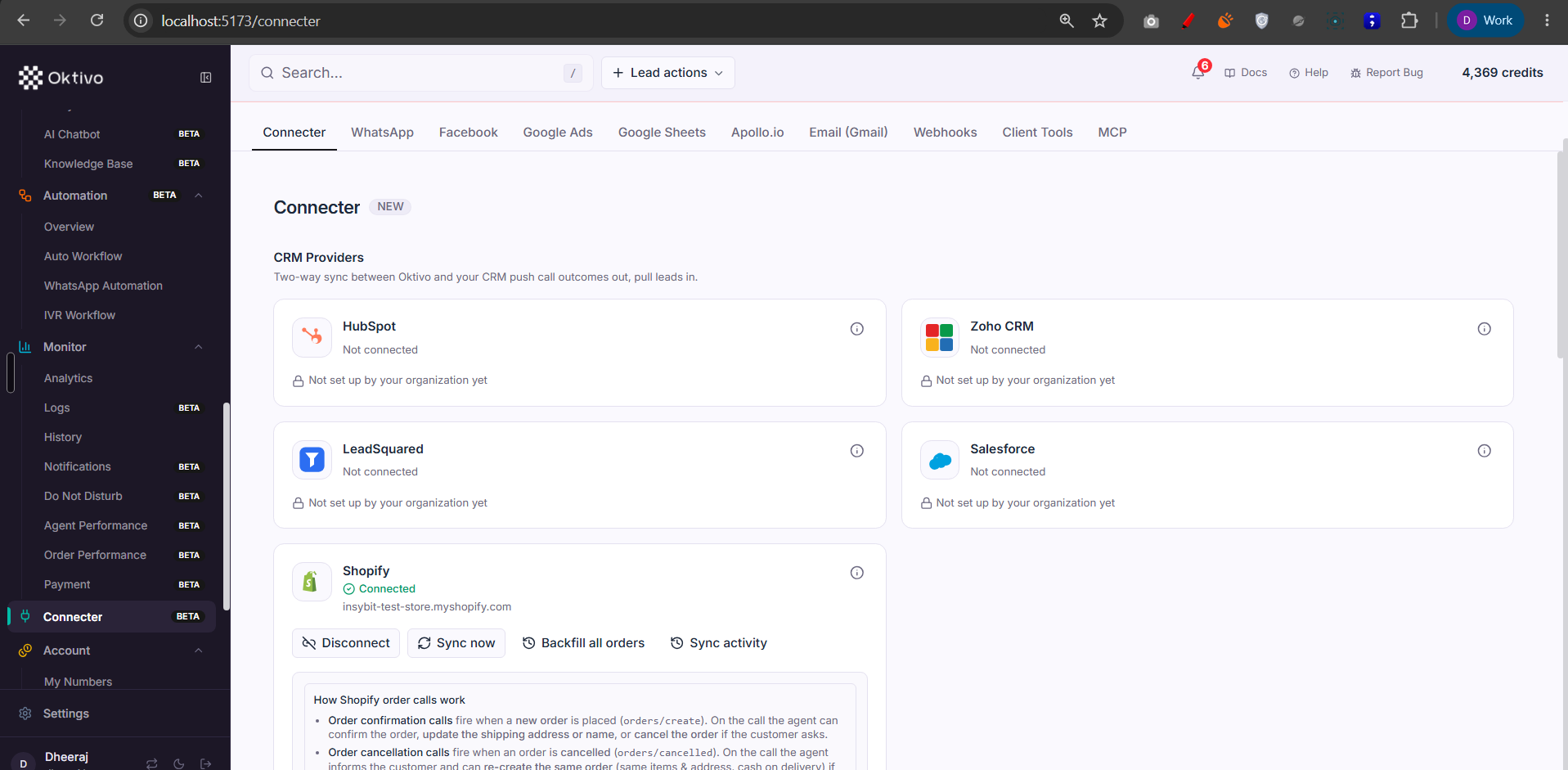 Connecter — provider connection
