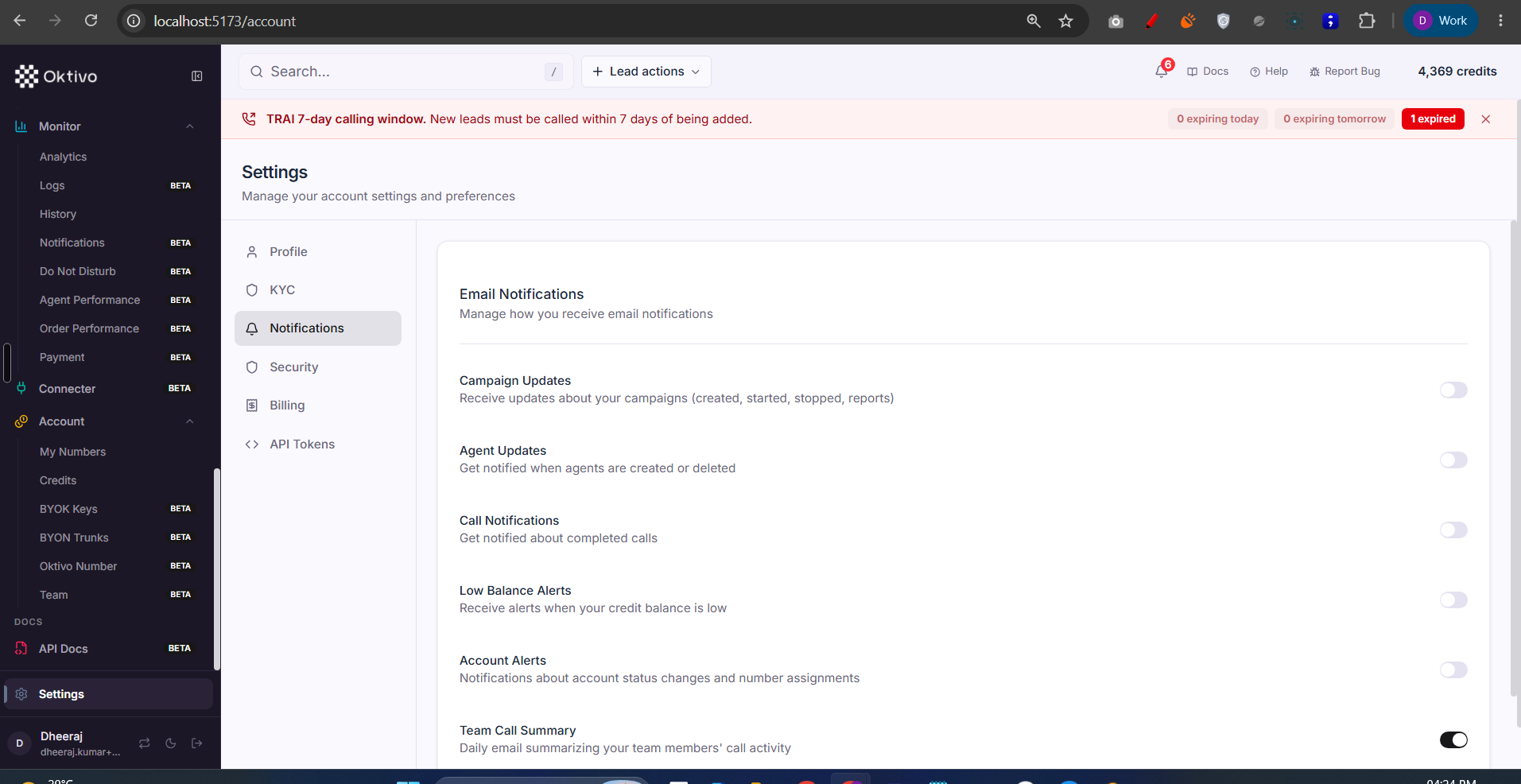 Settings — configuration 3