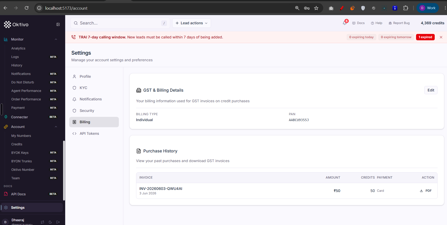 Settings — configuration 5